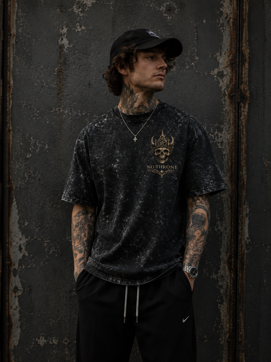 No Throne™ Oversized Acid Wash Tee