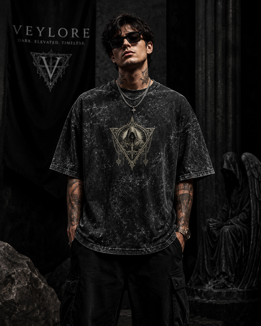 The Fallen Guardian Acid Wash Oversized Tee